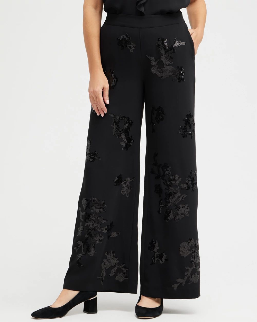 Floral Sequin Wide Leg Pants | Chico's